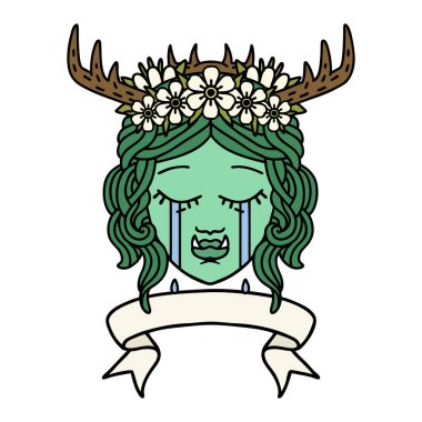 Retro Dövme Biçimi Ağlayan Ork Druid karakter yüzü