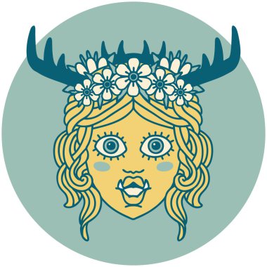 Retro Dövme Biçimli Orc Druid karakter yüzü