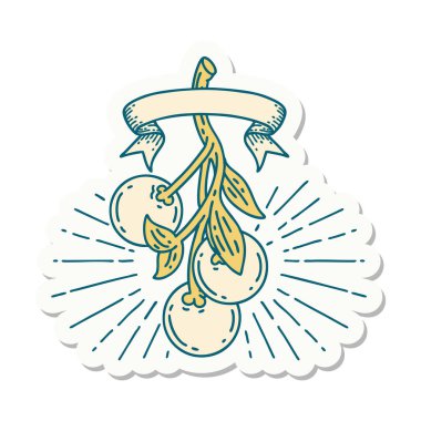 Bir dövme stili ökseotu meyvesi çıkartması.