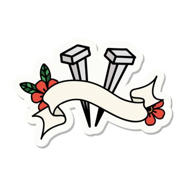 Demir çivi sancağıyla dövme stili çıkartması