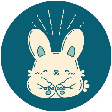 Dövme stili mutlu tavşan ikonu