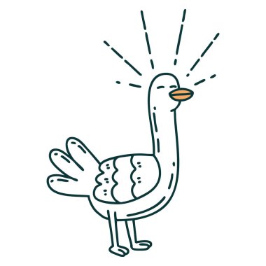 Geleneksel dövme stili deniz kuşunun çizimi