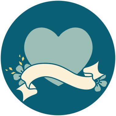 kalp sancağıyla dövme stili simgesi