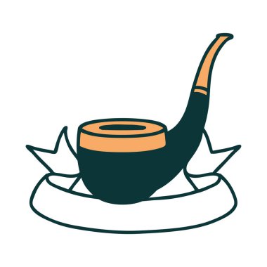 Geleneksel dövmeli sigara tiryakisi piposu.