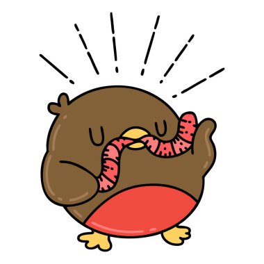 Solucanlı geleneksel dövme Robin 'in çizimi