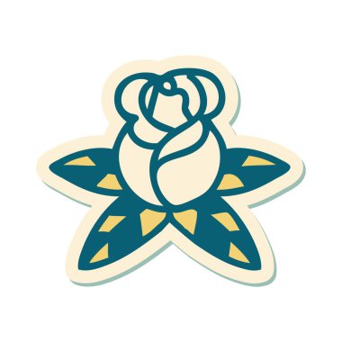 Tek bir gülün geleneksel stiliyle dövme çıkartması