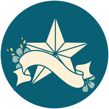 bir yıldız sancağına sahip dövme biçimi simgesi