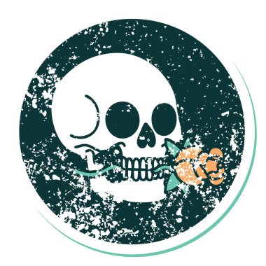 Bir kafatasının sembolik depresif dövme görüntüsü