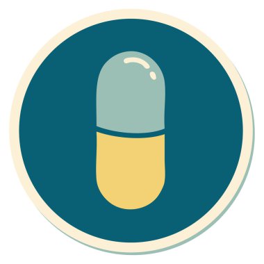 Dövme çıkartması geleneksel bir hap stili.