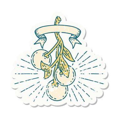 Eski bir dövme stili ökse otu meyvesi çıkartması.