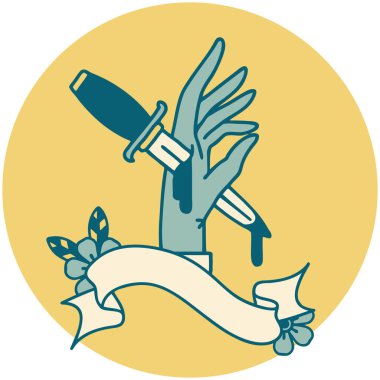 Elinde hançer dövmesi olan bir simge