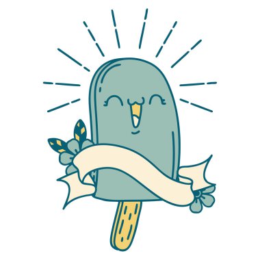 Dövme stili buz lolipoplu parşömen.