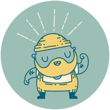 Dövme stili sakallı bir adamın bisepsi.