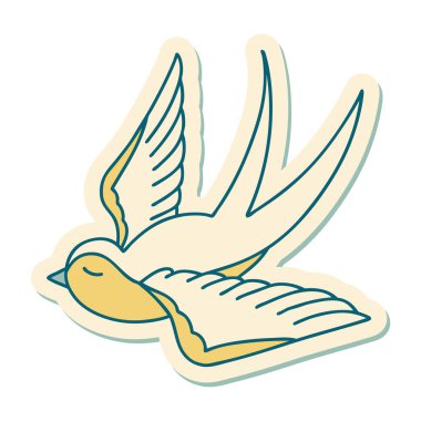 Dövme çıkartması geleneksel bir kırlangıç tarzında.