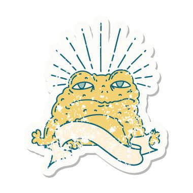 Dövme stili bir karaktere ait eski bir çıkartma.