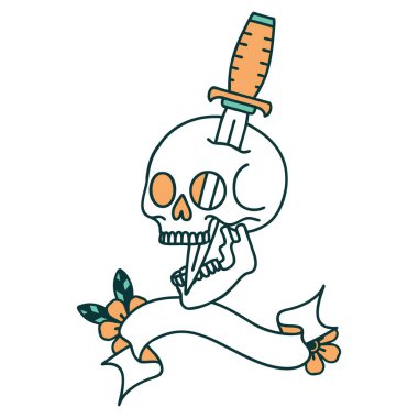 Kafatası dövmeli geleneksel dövme