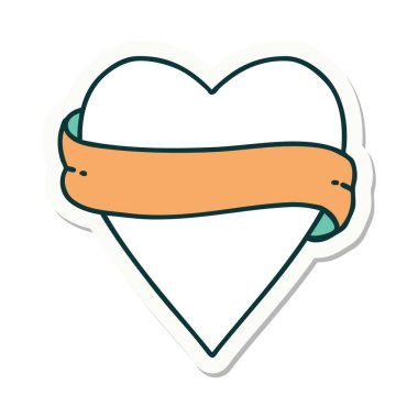 Geleneksel kalp ve bayrak stiliyle dövme çıkartması