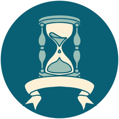 bir saatlik cam pankartıyla dövme biçimi simgesi