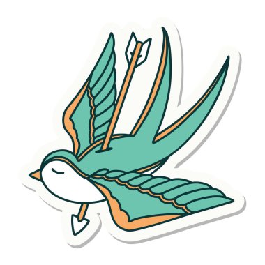 Okun deldiği bir kırlangıç dövmesi.