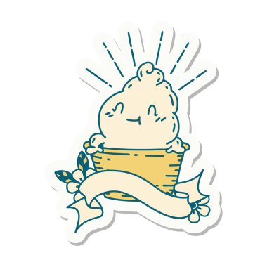 Dövme stili dondurma karakterinin çıkartması.