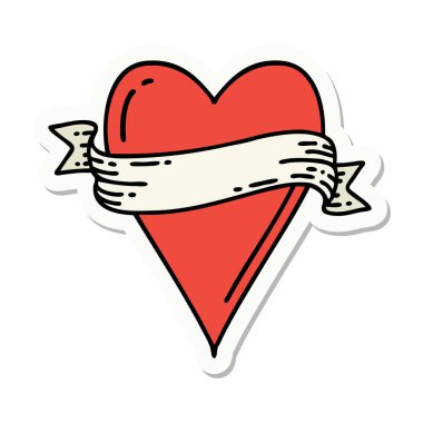 Geleneksel kalp ve bayrak stiliyle dövme çıkartması