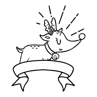 Siyah çizgili parşömen dövmeli Ren geyiği.