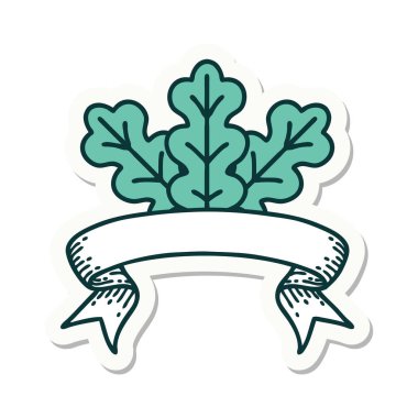 Yaprak sancağıyla dövme stili etiketi