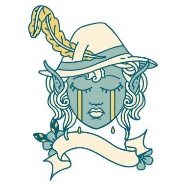 Retro Dövme Tarzı Ağlayan Elf Ozan Karakteri