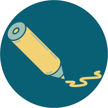 Renkli bir kalemin ikonik dövme görüntüsü