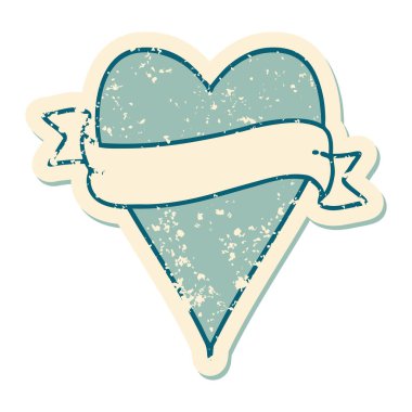 ikonik sıkıntılı çıkartma dövme stili bir kalp ve bayrak