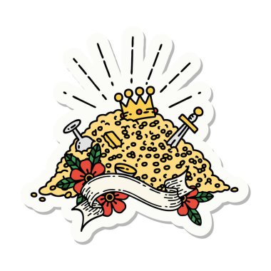 Dövme stili altın yığını çıkartması.