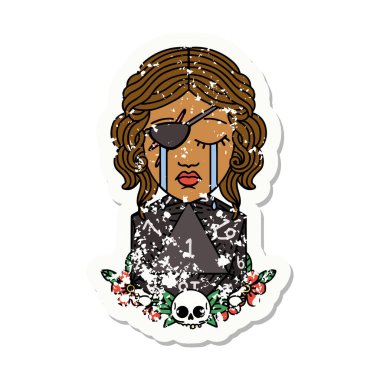 Retro Dövme Tarzı Ağlayan İnsan D20 ruloyla