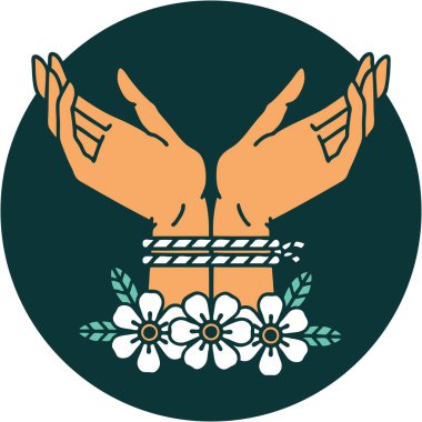 ikonik dövme biçimi elleri bağlı