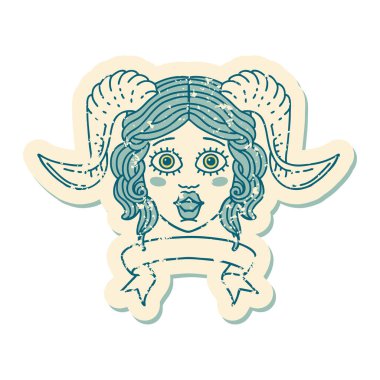 Retro Dövme Biçimi karakter yüzünü kaydırma pankartı ile düzenliyor