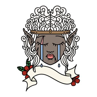 Retro Dövme Tarzı Ağlayan Elf Barbar karakter yüzü