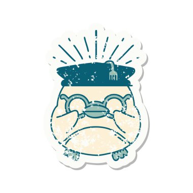 Dövme stili eski bir çıkartma. Eğitimli Robin.