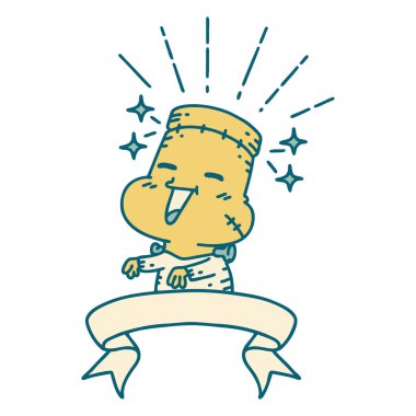 Dövme stili parşömen mutlu cadılar bayramı zombi canavarı