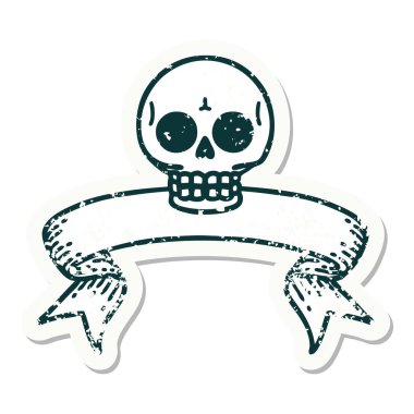 Eski bir çıkartma ve kafatası sancağıyla