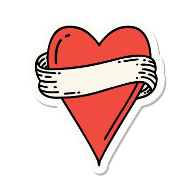 Geleneksel kalp ve bayrak stiliyle dövme çıkartması