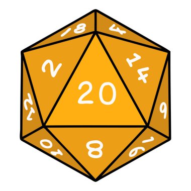 Retro Dövme Biçimi Doğal 20 D20 zar atma
