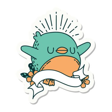 Dövme stili kanat çırpan robin çıkartması