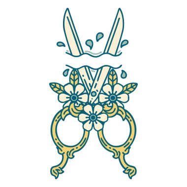 Berber makas ve çiçeklerin ikonik dövme görüntüsü