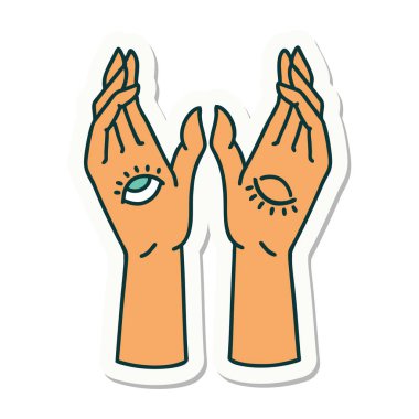 Geleneksel mistik eller stiliyle dövme çıkartması