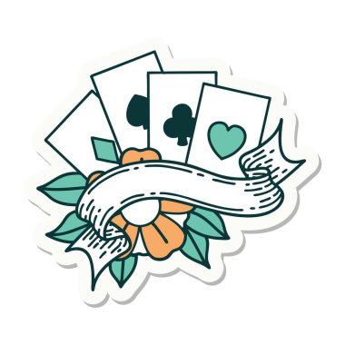 Geleneksel kart ve pankart stili dövme etiketi