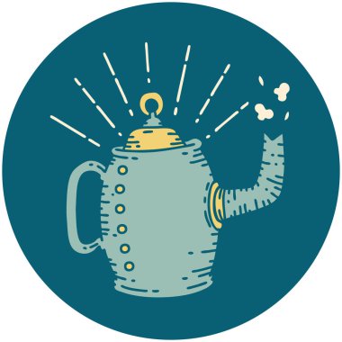 Dövme stili eski kahve demliğinin simgesi.