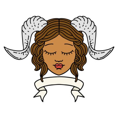 Retro Dövme Biçimi karakter yüzünü kaydırma pankartı ile düzenliyor