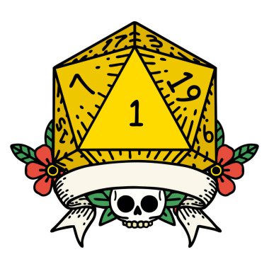 Retro Dövme Biçimi Doğal bir d20 zar atma