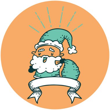 Dövme stili Noel Baba karakterinin çuvalı olan ikonu