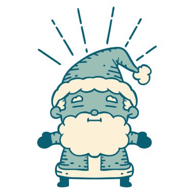 Geleneksel dövme stili Noel Baba karakterinin çizimi