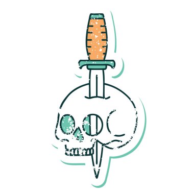 Bir kafatasının sembolik depresif dövme görüntüsü
